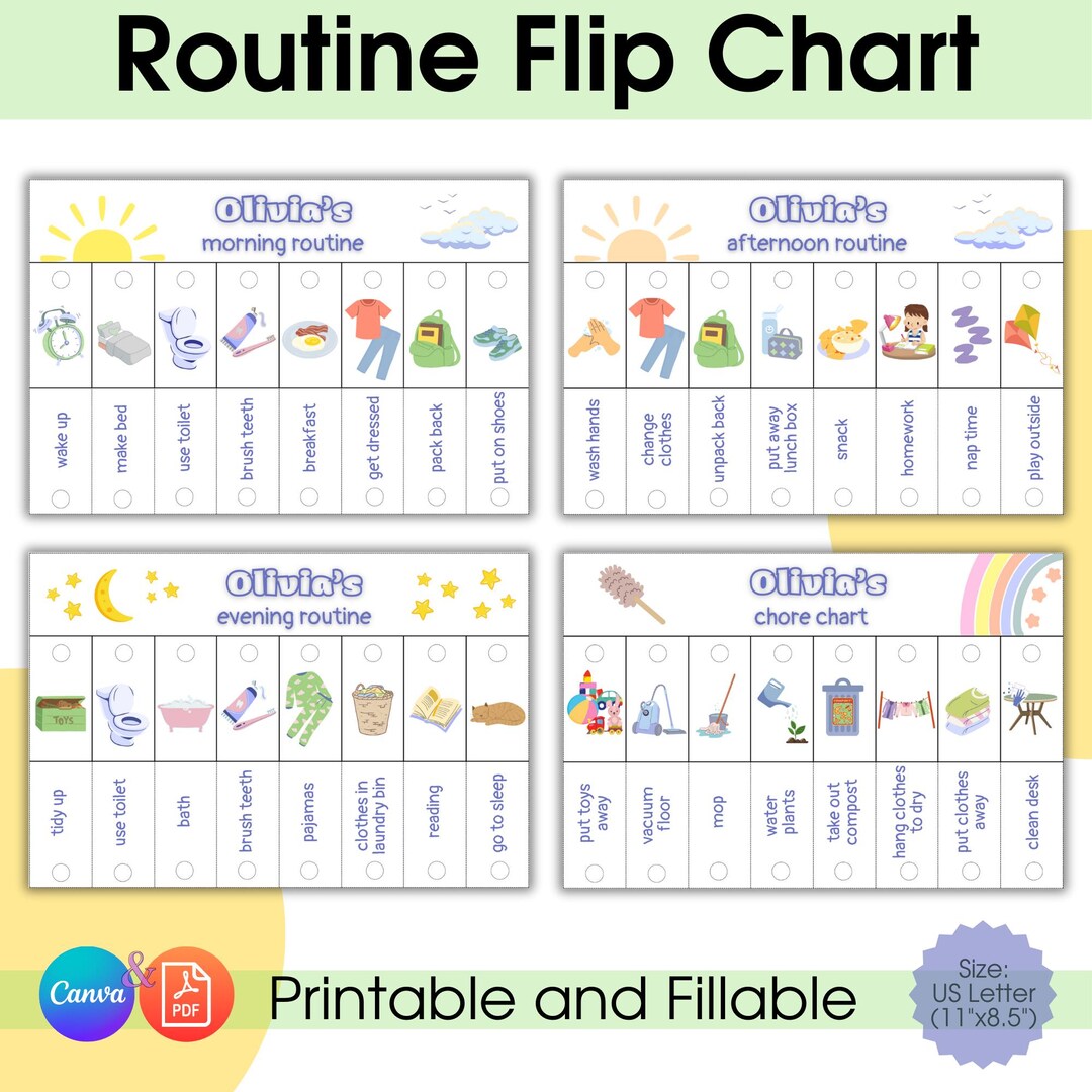 Editable Routine Flip Chart | Daily Routine & Rhythm for Kids | Morning ...