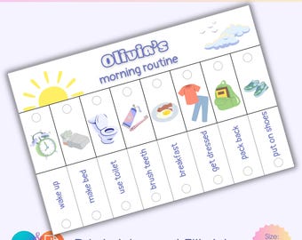 Editable Kids Morning Routine Chart, Chore Flipchart (PDF)