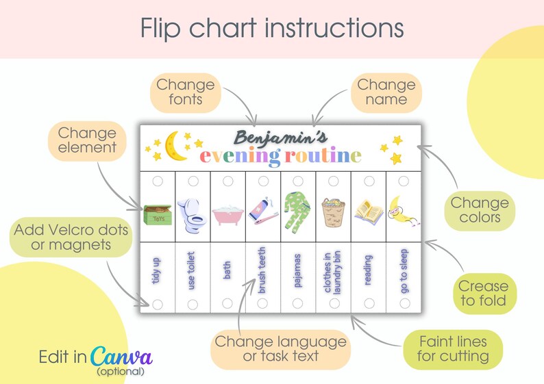 Editable Kids Routine Chart – Morning & Evening Visuals (PDF) - Etsy