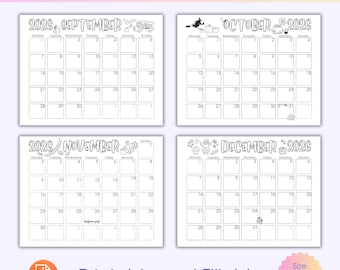2026 Coloring Calendar for Kids, Printable Planner (PDF file)