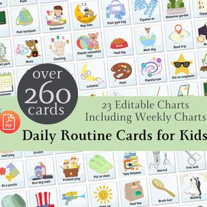 Cartes modifiables des routines quotidiennes pour enfants et tableau des tâches ménagères - Calendrier visuel pour les tout-petits, les enfants d'âge préscolaire et les enfants - PDF imprimable