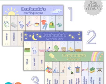 Editable Kids Routine Flip Chart, Chore Chart (Digital Download)