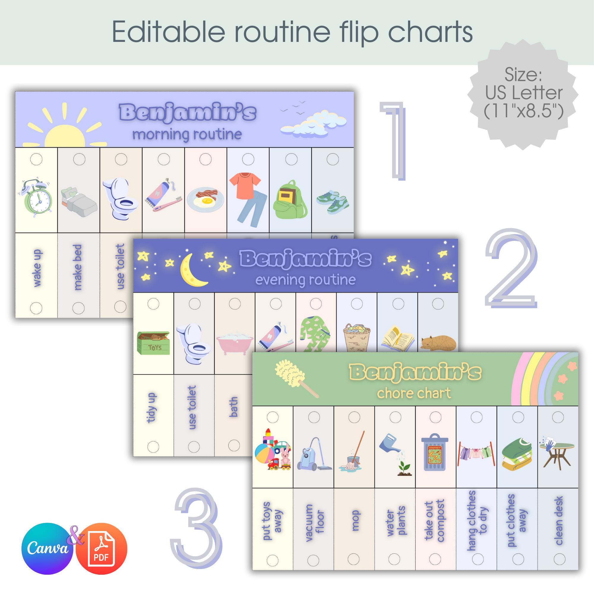Editable Kids Routine Flip Chart, Chore Chart (digital Download) - Etsy