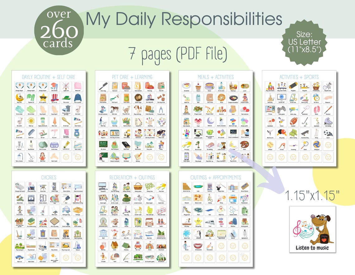 Kids Daily Responsibilities Chart, Printable Daily Routine, Chore Chart ...