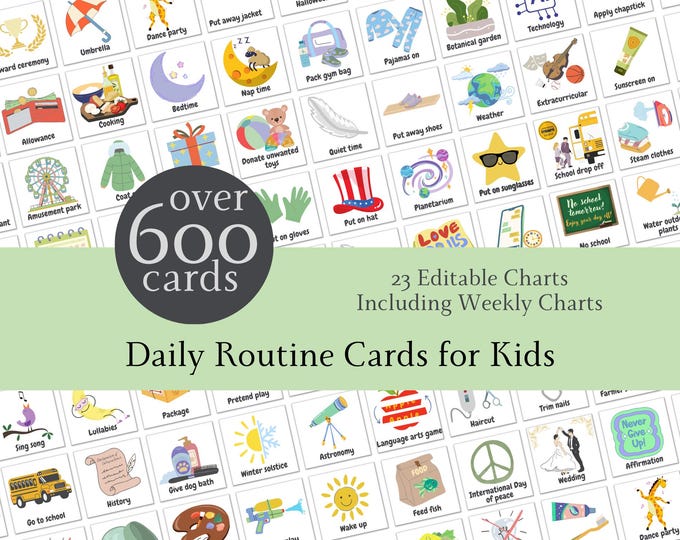 Editable Toddler Routine Chart Daily Routine Cards Visual Schedule for ...