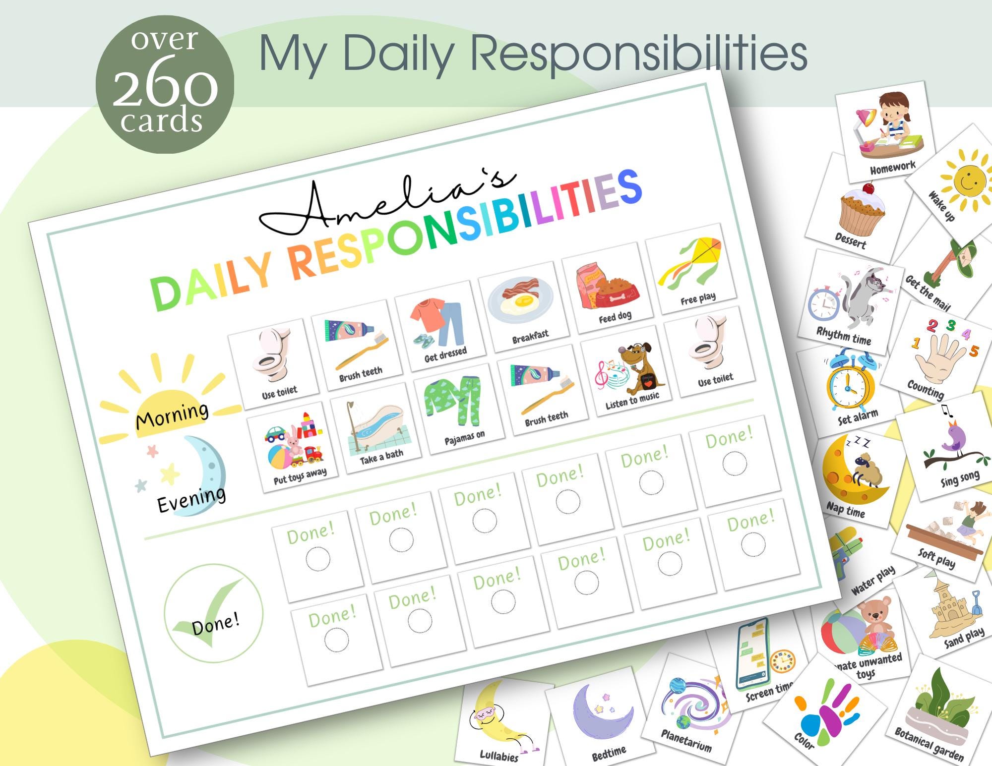 Kids Daily Responsibilities Chart, Printable Daily Routine, Chore Chart ...