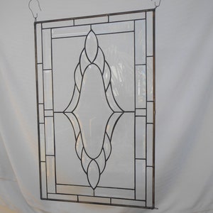 Large Traditional Vintage Look Window Treatment w/ Bevel accents, Glass Window Valance, Stained Glass Transom, Victorian Stained Glass Panel image 9