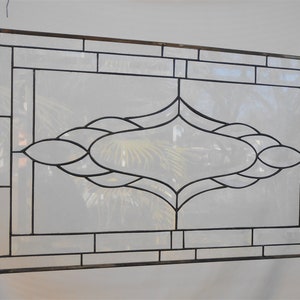 Large Traditional Vintage Look Window Treatment w/ Bevel accents, Glass Window Valance, Stained Glass Transom, Victorian Stained Glass Panel image 7