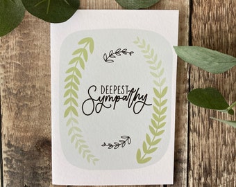 Sympathy Card, Deepest Sympathy Card, Sorry for your loss, Bereavement Card, Condolence Greeting Card, Modern Calligraphy