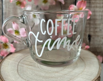 Coffee Glass Mug, Glass Coffee Mug, Coffee time, Coffee Lover, Mug, Glass Mug, Birthday Present, Housewarming Gift, Coffee Addict, Morning