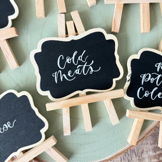 Uxcell 20-Pack Wood Mini Chalkboard Signs – House Shape With Clips, For Weddings & Message Boards