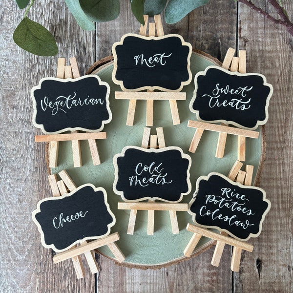 Personalised Cake Signs, Food Signs, Wedding Place Setting, Table Setting, Wedding Table Names, Mini Chalkboard Easel, Product Display Signs