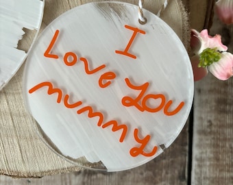 Children's Handwriting, Mothers Day Decorations, Personalised Decorations, Child’s Handwriting, Christmas, Keepsake, Memories, Mum,