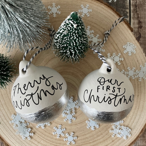 Personalised Baubles, Christmas Decorations, Bauble, Silver Leaf, Christmas Baubles, Personalised Bauble, Christmas Decorations, Christmas