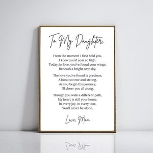 Regalo de boda personalizado para la futura novia. Poema de boda para la novia de parte de la madre. Regalo de recuerdo sincero del día de la boda / Descarga digital