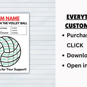 EDITABLE Volleyball Fundraising Template, Fill in the Volleyball ...