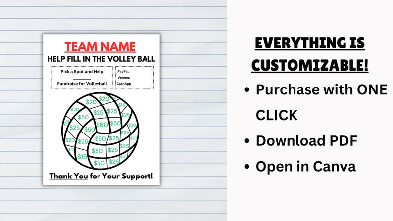 EDITABLE Volleyball Fundraising Template, Fill in the Volleyball ...