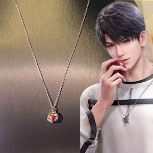 Love and Deepspace Caleb When U Come Back Pendant, Caleb Necklace,CALEB APPLE NECKLACE , Brushed Enamel Apple Necklace,Caleb&#39;s Gift