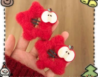 Caleb Apple Star Hair Clip, Love and Deepspace Hairpin, Cute Anime Bangs Clip, Fun Hair Accessory, Otome Gift