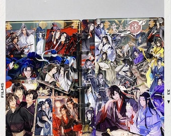 May include: A clear acrylic stand featuring colorful anime-style illustrations of male characters in various poses. The artwork includes figures in traditional Chinese clothing, with a variety of colors and designs. The stand is designed to hold multiple items.