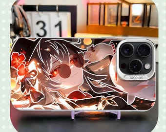 Genshin Impact Phone Case - Hutao,Furina,Zhongli,Venti, Glass Gradient Case For iPhone/Samsung/Xiaomi/Huawei/Honor/iQOO