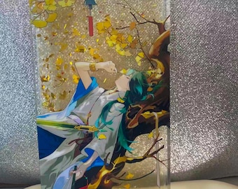 Support acrylique pour sables mouvants Genshin Xiao, figurine d'anime pour joueurs et collectionneurs, joli ornement de bureau, périphériques de bandes dessinées, fabriqué par un éventail