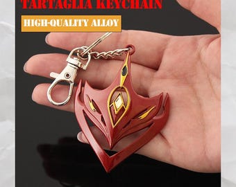 Genshin Impact Tartaglia Mask Alloy Keychain - Elegant Bag Charm & Decor