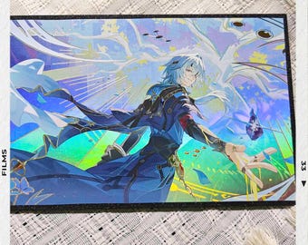 Anaxa Holographic Collection, Honkai Star Rail Fan Art, Laser Color Paper & Badge Set, Anime Lover Gift