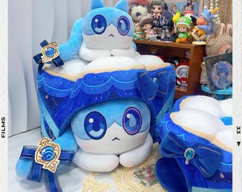 Genshin Fan-Made Furina Cat Cake - 25cm Trash Cake Soft Plush Peripheral,Furina collects gifts