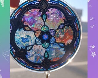 Scaramouche Stained Glass Charm, Genshin Impact Apollo Keychain, Ita Bag Decor