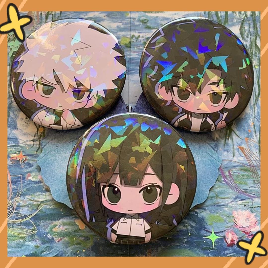 Link Click Chibi Shattered Holographic Badge Set, 58mm 75mm Ita Bag Pin ...