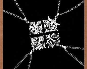 Genshin Impact Alloy Titanium Necklace, Electro Geo Anemo Dendro Nation Pendant, Anime Character Jewelry