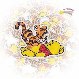 Pooh und Tigger Aufnäher - Süßer Cartoon Aufnäher für Jacken, Rucksäcke, DIY Basteln & Geschenk, nostalgischer Disney-Stil