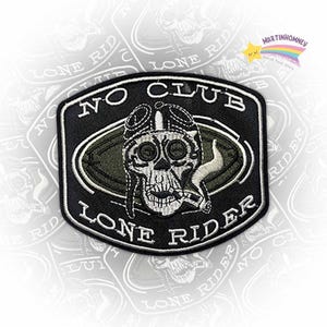 Lone Rider Skull Embroidered Patch – Iron On Biker Badge For Jackets & Vests, Motorcycle No Club Patch For Denim, Backpack Or Gift Use