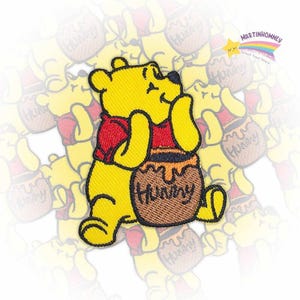 Winnie Puuh Essen Honig Gestickter Aufnäher - Süßer Cartoon Bär Aufnäher für Kleidung, Rucksack, Jacke, Disney Geschenk