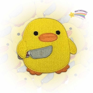Funny Duck Embroidered Patch - Iron On Cute Angry Duck With Knife Meme Patch for Clothes Backpack Jacket, Sarcastic Kawaii Patch Gift