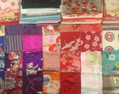 3 Pounds 1930s-1970s Japanese Kimono Fine Silk Pieces, w kinsha