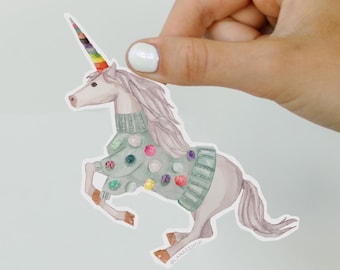 Rainbow Unicorn Sticker, Cute Animal Sticker, Waterproof Vinyl for Laptop, Kindle, Water Bottle, Dishwasher Safe, Matte Computer Sticker