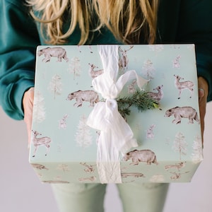 Wrapping Paper: Illustrated Cute woodland forest animals- perfect gift wrap for Christmas, Baby Showers, and more!