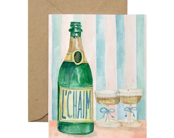 L'Chaim Celebration Greeting Card, Jewish Card, Mazel Tov, Congratulations Card, Jewish Celebration, Bat Mitzvah, Jewish Anniversary