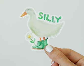 Silly Goose Sticker, Water Resistant Sticker Waterproof Vinyl for Laptop, Kindle, Water Bottle, Dishwasher Safe, Matte Computer Sticker