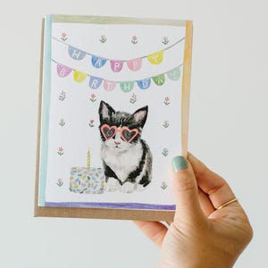 Birthday Cat Greeting Card – Happy Birthday Card for Cat Lover,  Cute Cat-Themed Greeting Card, Perfect for Cat Mom or Dad