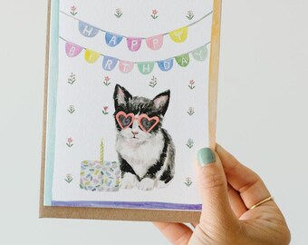 Birthday Cat Greeting Card – Happy Birthday Card for Cat Lover,  Cute Cat-Themed Greeting Card, Perfect for Cat Mom or Dad