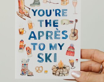 Tarjeta Après Ski: Tarjeta de amor para él, esposo, tarjeta de esquí, amante de la naturaleza, aniversario de esposo, cumpleaños de novio, regalo para compañero de aventuras