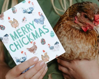 Merry Chickmas Christmas Chicken Holiday Greeting Card