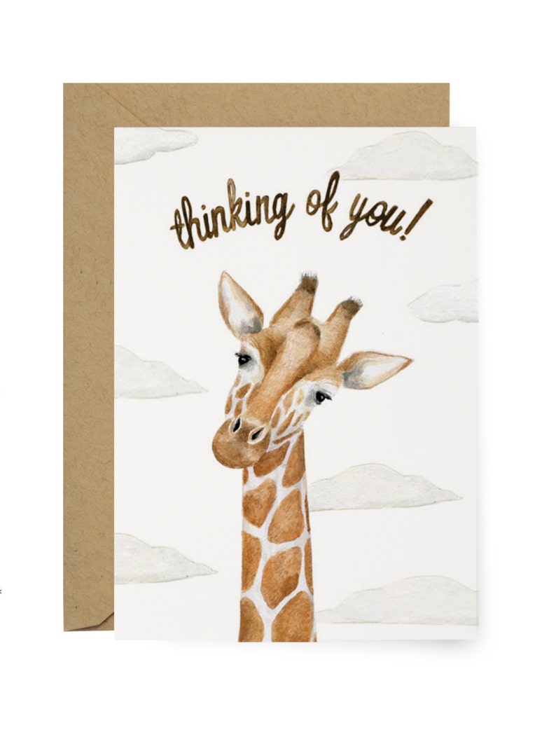 Thinking of You Giraffe Greeting Card Illustrated Etsy