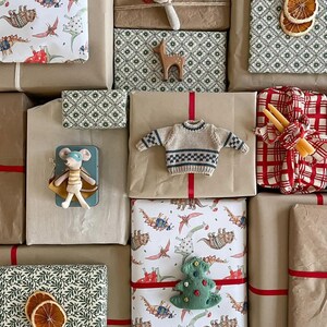 Christmas Wrapping Paper featuring cute Dinos in Christmas Sweaters. Perfect for kids and Dinosaur lovers! image 7