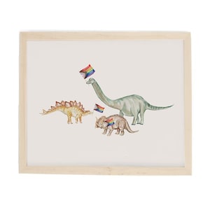 Rainbow Pride Art Print featuring Dinosaurs- Gay Pride Art