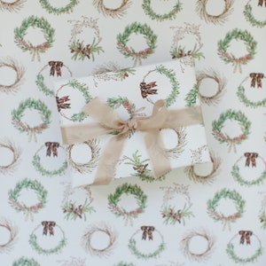 Beautiful Christmas Wrapping Paper featuring holiday wreaths perfect for all your Christmas gifts, Recyclable Wrapping Paper