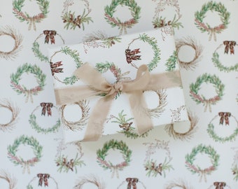 Beautiful Christmas Wrapping Paper featuring holiday wreaths perfect for all your Christmas gifts, Recyclable Wrapping Paper